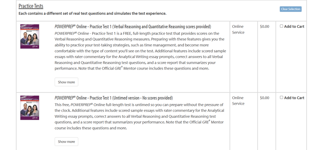 Image of 2 free gre exams at ets website