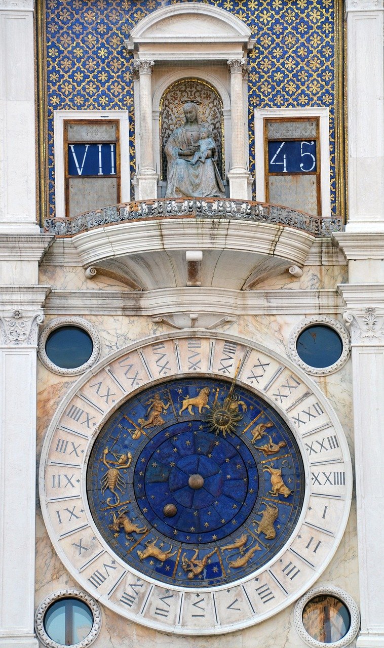 astrology big clock with all different symbols