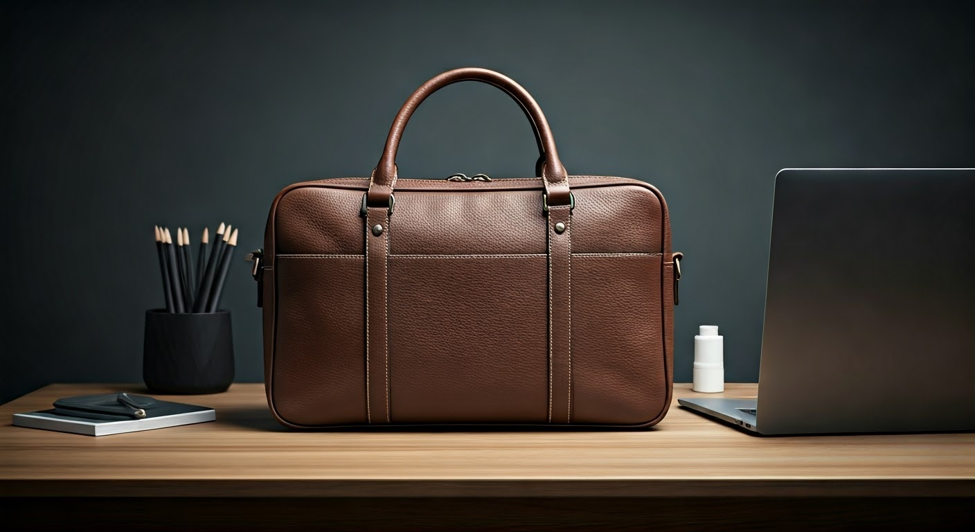 Leather Laptop Bags on desk