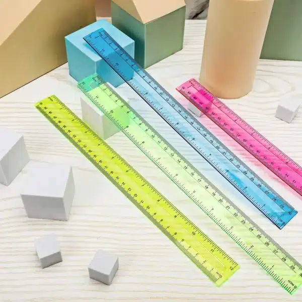 4Pcs/Pack Colorful Transparent Plastic Straight Rulers: School Supplies for Kids