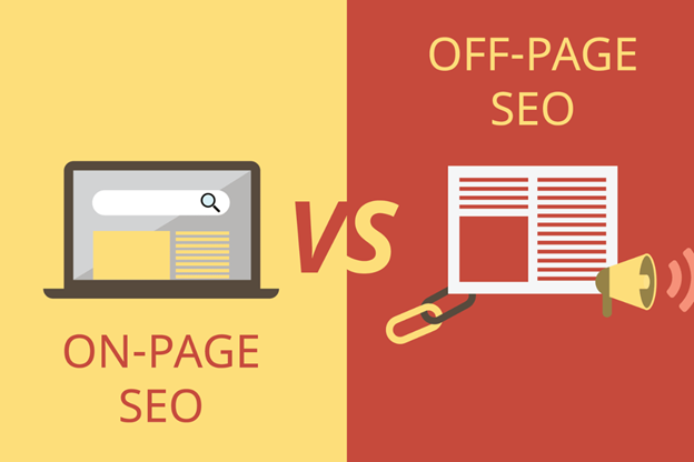 left side shows on page SEO and right side shows off page SEO