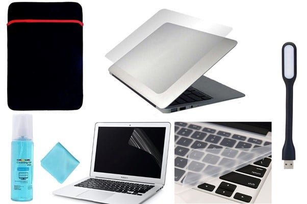 Laptop with other accessories is using to protect child laptop